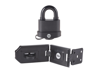 YALE Steel Hardened Steel Hasp & Weatherproof Steel Padlock