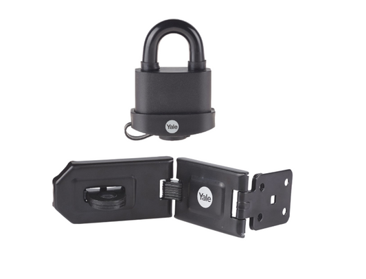 YALE Steel Hardened Steel Hasp & Weatherproof Steel Padlock