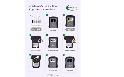 ASEC VITAL 4 Wheel Combination Key Safe Black
