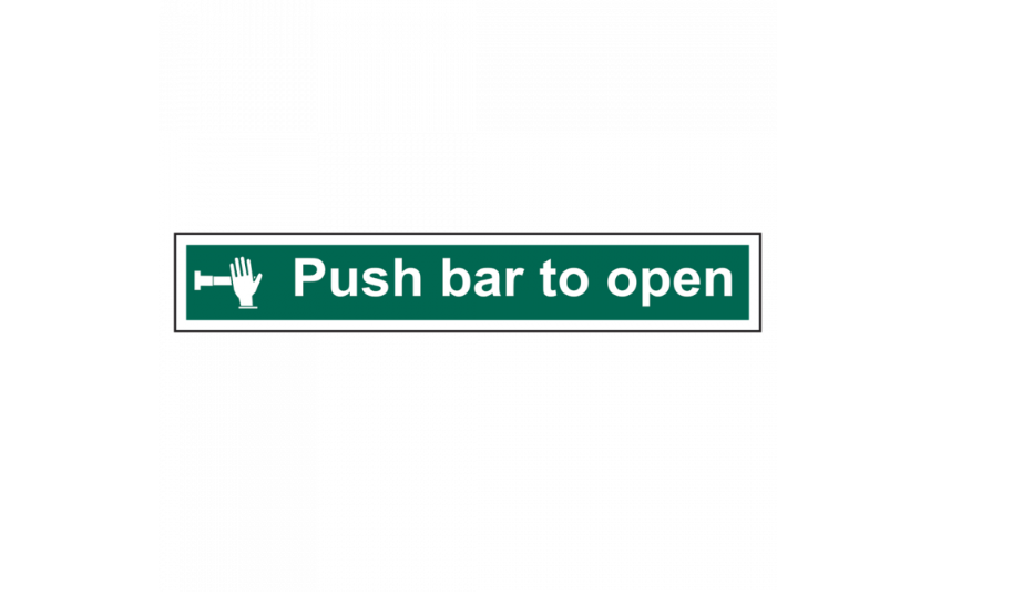 ASEC `Push Bar To Open` Sign 600mm x 100mm