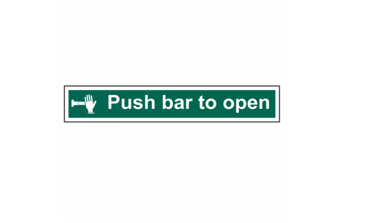 ASEC `Push Bar To Open` Sign 600mm x 100mm