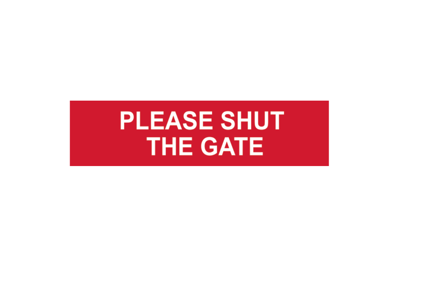 ASEC `Please Shut The Gate` Sign 200mm x 50mm