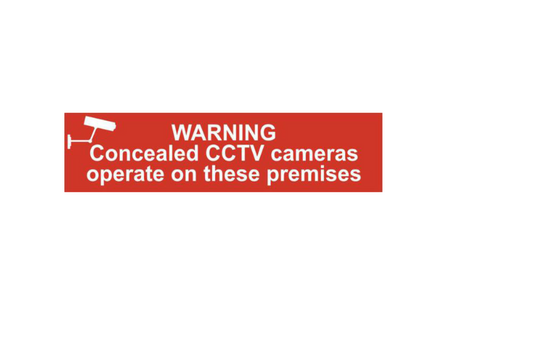 ASEC `Warning Concealed CCTV Cameras Operate On These Premises` 200mm x 50mm PVC Self Adhesive Sign