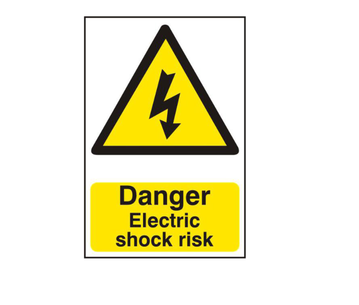 ASEC `Danger Electric Shock Risk` 200mm x 300mm PVC Self Adhesive Sign