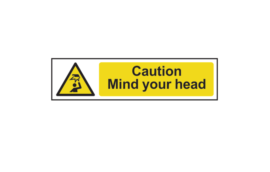 ASEC `Caution: Mind Your Head` Sign 200mm x 50mm