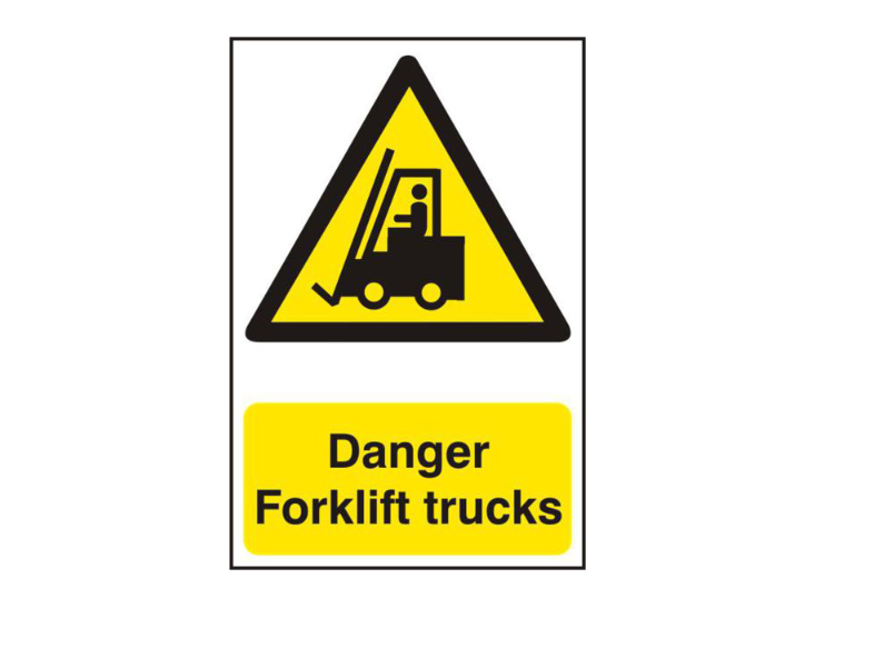 ASEC `Danger Forklift Trucks` 200mm x 300mm PVC Self Adhesive Sign