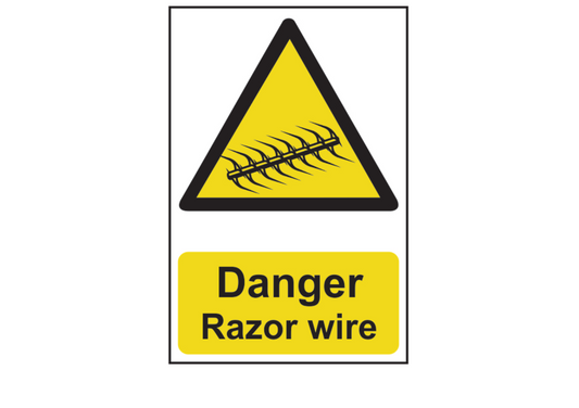 ASEC `Danger: Razor Wire` Sign 200mm x 300mm