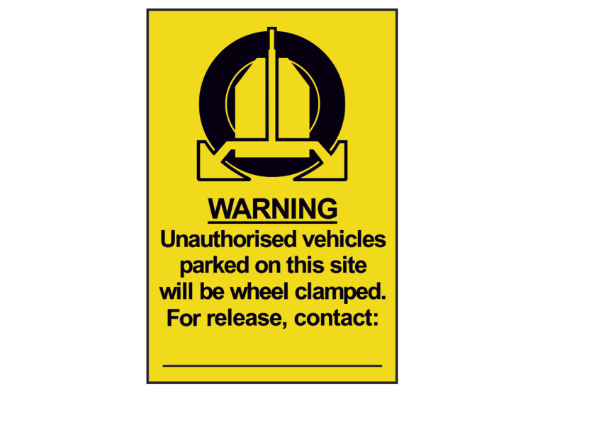 ASEC `Unauthorised Vehicles Will Be Clamped` Sign 200mm x 300mm