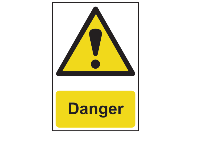 ASEC Danger Warning Sign PVC 200mm x 300mm