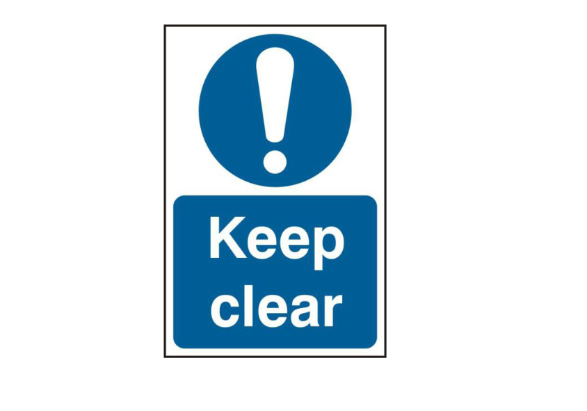 ASEC `Keep Clear` 200mm x 300mm PVC Self Adhesive Sign
