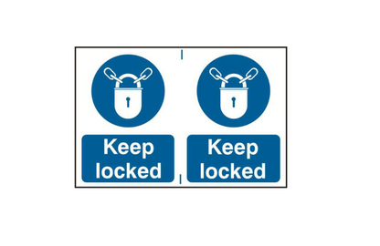 ASEC `Keep Locked` 200mm x 300mm PVC Self Adhesive Sign