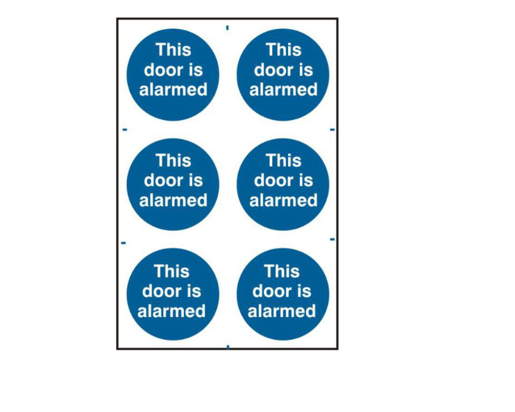 ASEC `This Door Is Alarmed` 200mm x 300mm PVC Self Adhesive Sign