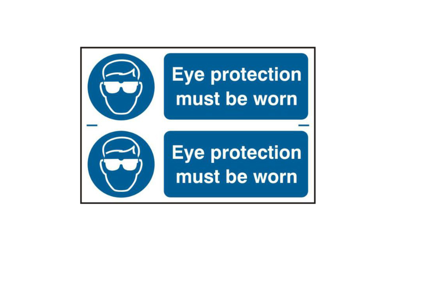 ASEC `Eye Protection Must Be Worn` 300mm x 100mm PVC Self Adhesive Sign