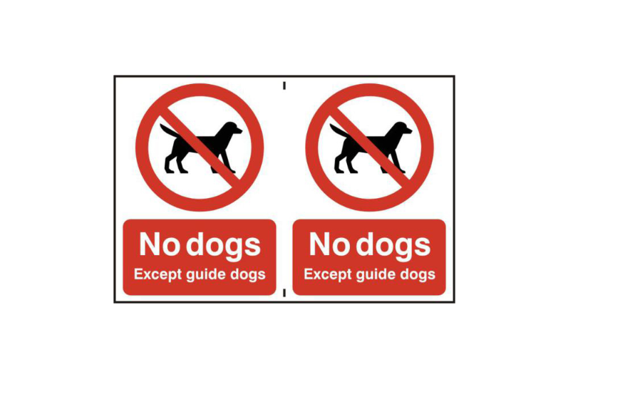 ASEC `No Dogs` 200mm x 300mm PVC Self Adhesive Sign