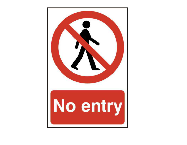 ASEC `No Entry` 200mm x 300mm PVC Self Adhesive Sign