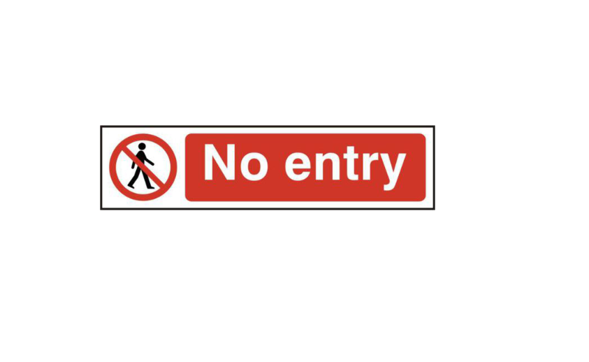 ASEC `No Entry` 200mm x 50mm PVC Self Adhesive Sign