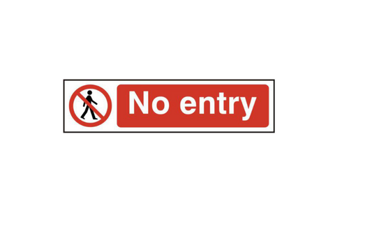 ASEC `No Entry` 200mm x 50mm PVC Self Adhesive Sign