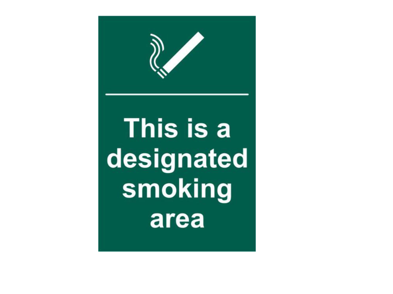 ASEC `This Is A Designated Smoking Area` 200mm x 300mm PVC Self Adhesive Sign