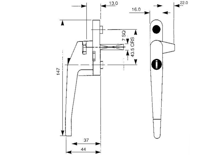Cockspur Espag Handle With Spindle