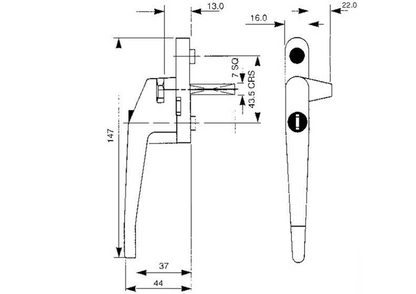 Cockspur Espag Handle With Spindle