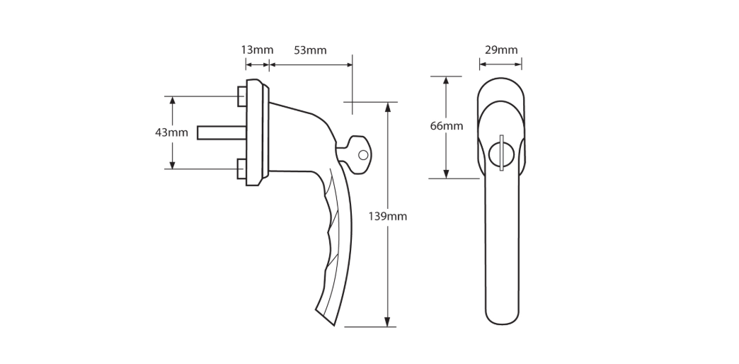 UPVC Espag Handle Inline 0710S/U26
