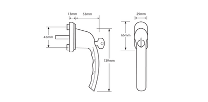 UPVC Espag Handle Inline 0710S/U26