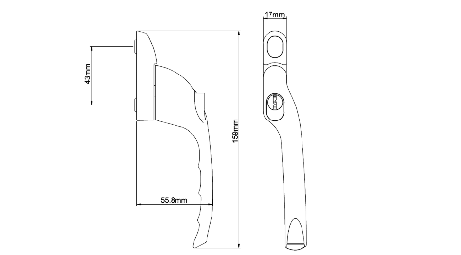 Espagnolette Offset Window Handle