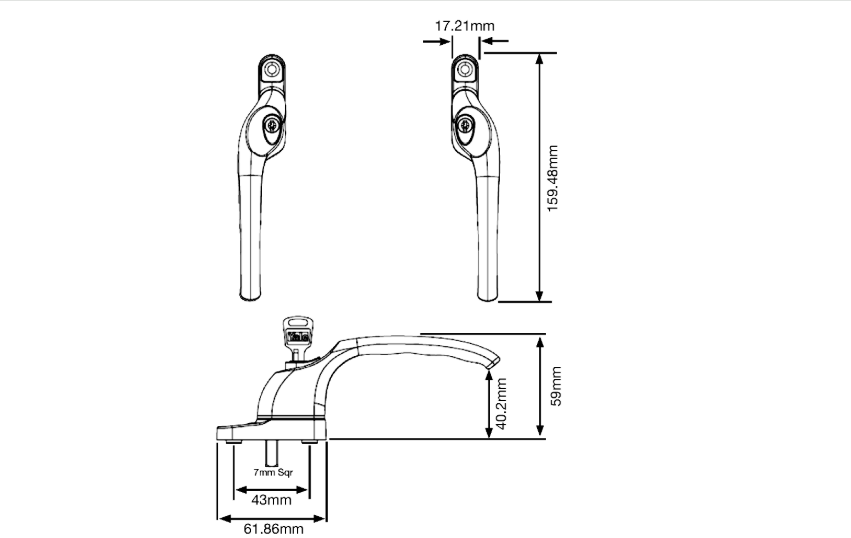 YWHLCK40 Espag Offset Window Handle