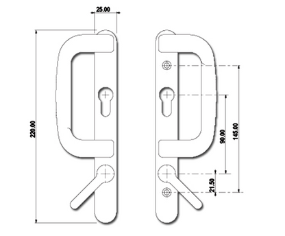 Sparta Patio Door Handle With Levers - Euro