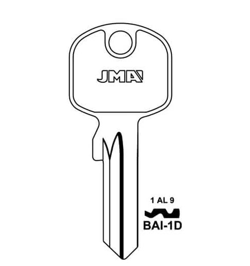 BAI-1D Cylinder Key Blank