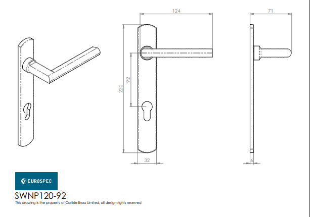 316 Narrow Plate Straight Lever