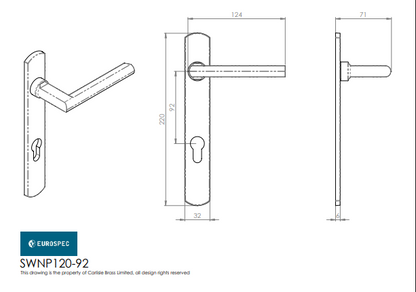 316 Narrow Plate Straight Lever