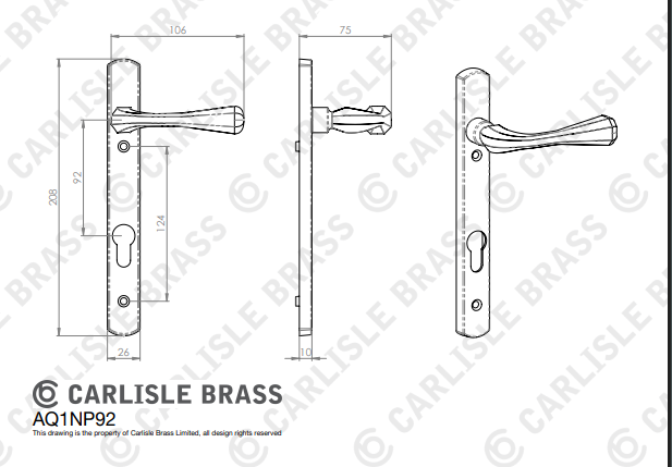 Astro Lever on Euro Lock Narrowplate
