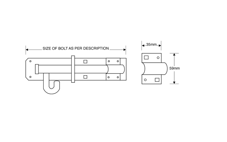 ASEC Brenton 1A Pattern Heavy Duty Padbolt