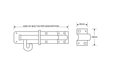 ASEC Brenton 1A Pattern Heavy Duty Padbolt