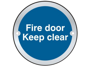 ASEC `Fire door Keep clear` Sign 75mm