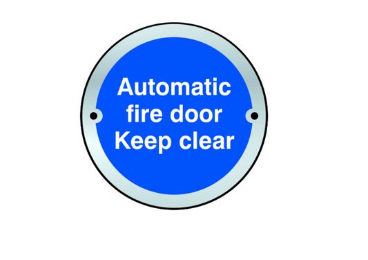 ASEC Sign `Automatic Fire Door Keep Clear` 75mm