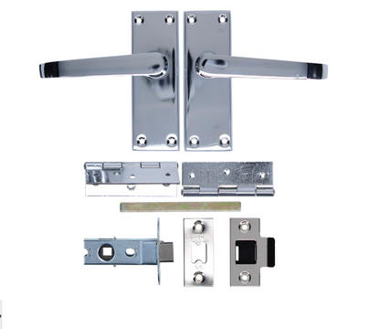 ASEC Victorian Handle Latch Pack Plated Straight Lever With Latch & Hinges