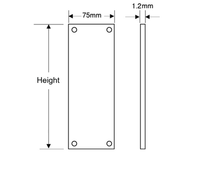 ASEC Finger Plate 75mm Width x 1.2mm Depth (PSS) Polished Stainless Steel
