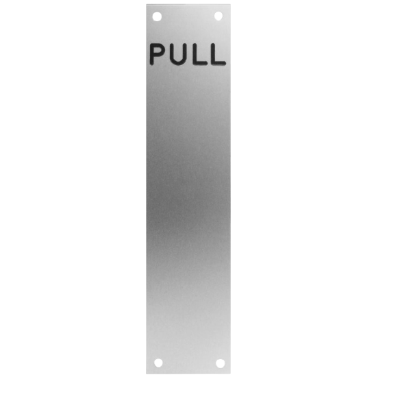 ASEC Push/Pull Screen Printed Finger Plate75mm Width x 1.2mm Depth (SAA) Satin Anodised Aluminium