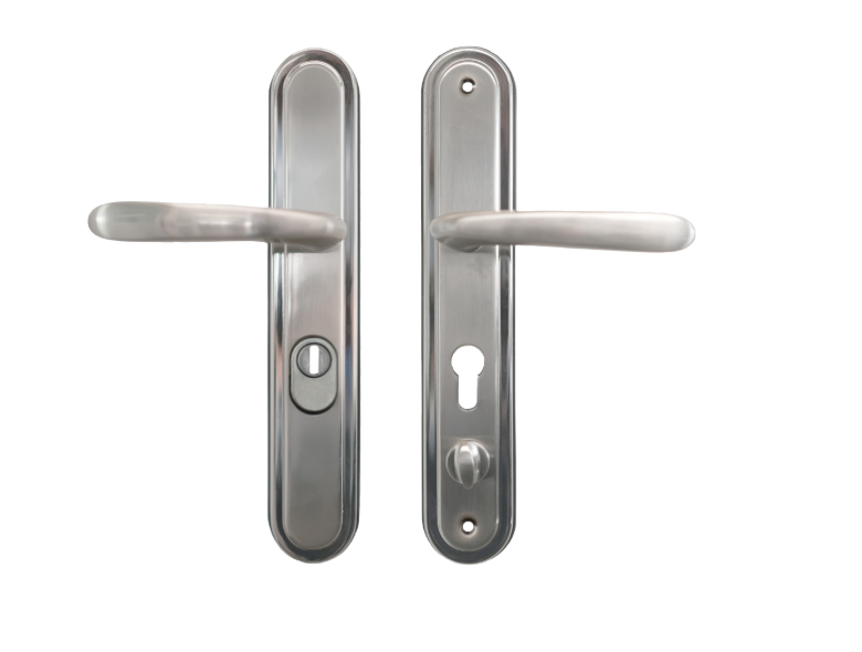 HOOPLY 201208 Sprung Lever/Lever Multipoint Door Handles 68mm PZ 235mm Fixings With Snib