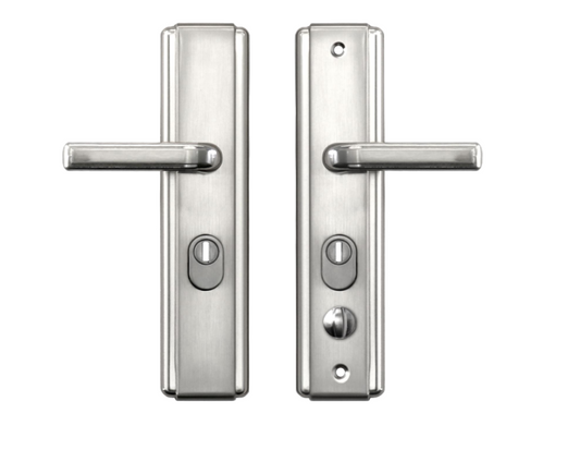 HOOPLY 5586 Sprung Lever/Lever Multipoint Door Handles 68mm PZ Square Backplate 235mm Fixings With Snib