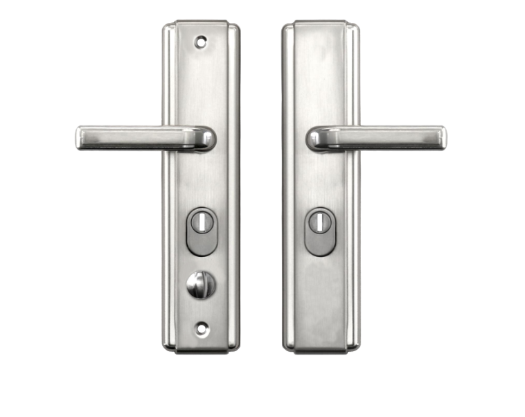 HOOPLY 5586 Sprung Lever/Lever Multipoint Door Handles 68mm PZ Square Backplate 235mm Fixings With Snib