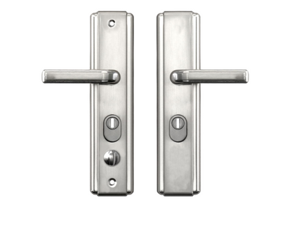 HOOPLY 5586 Sprung Lever/Lever Multipoint Door Handles 68mm PZ Square Backplate 235mm Fixings With Snib