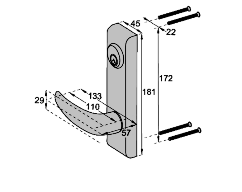 AXIM Locking Handle To Suit PR7085 & PR7085P Exit Devices
