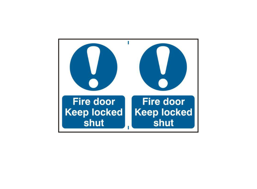 ASEC `Fire Door Keep Locked Shut` 200mm x 300mm PVC Self Adhesive Sign