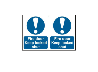ASEC `Fire Door Keep Locked Shut` 200mm x 300mm PVC Self Adhesive Sign