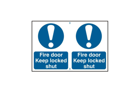 ASEC `Fire Door Keep Locked Shut` 200mm x 300mm PVC Self Adhesive Sign