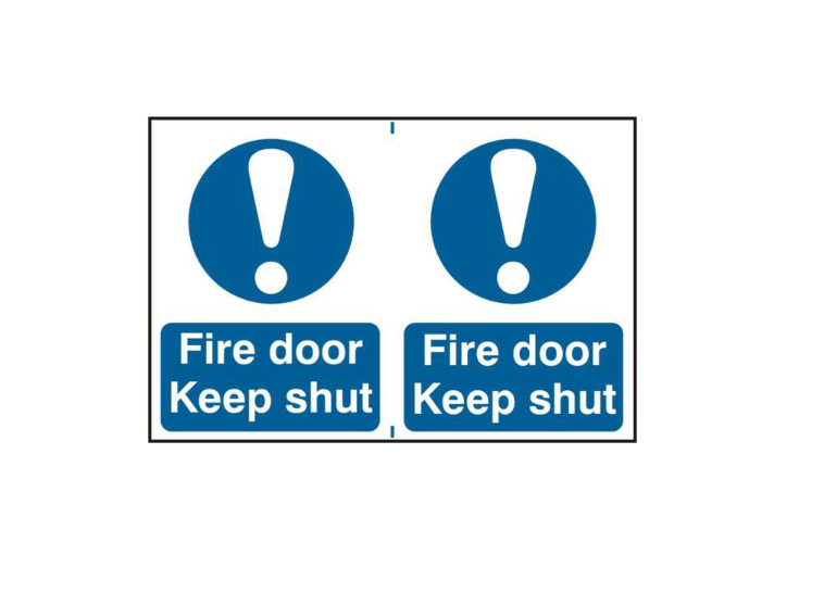 ASEC `Fire Door Keep Shut` 200mm x 300mm PVC Self Adhesive Sign