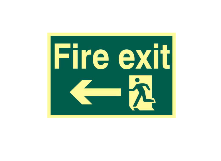 ASEC `Fire Exit` 200mm x 300mm PVC Self Adhesive Photo luminescent Sign